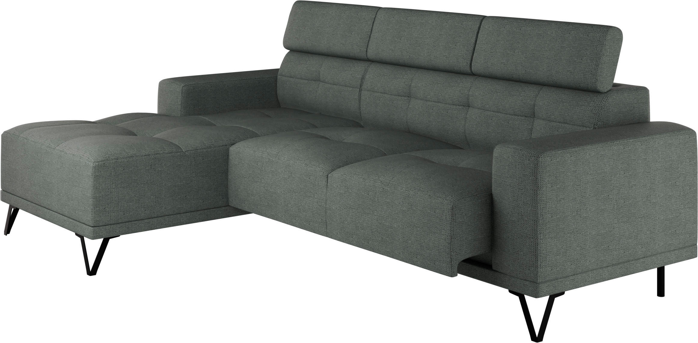 ECKSOFA Waldgrün Chenille  - Waldgrün/Schwarz, KONVENTIONELL, Textil/Metall (178/264cm) - Hom`in