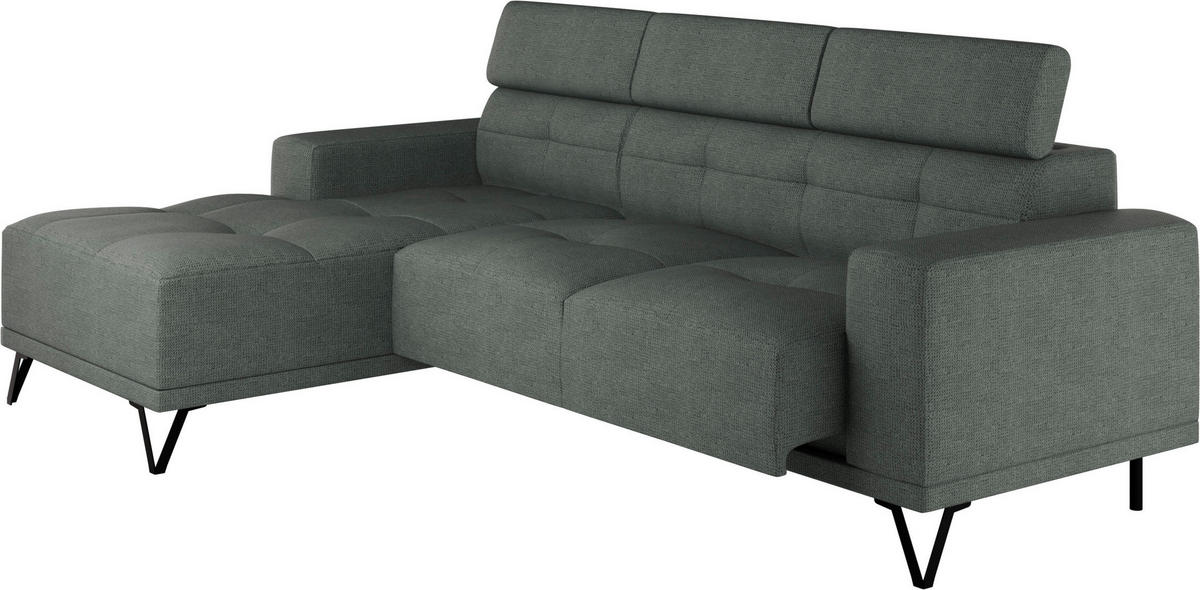 ECKSOFA in Chenille Waldgrün  - Waldgrün/Schwarz, Konventionell, Textil/Metall (178/264cm) - Hom`in