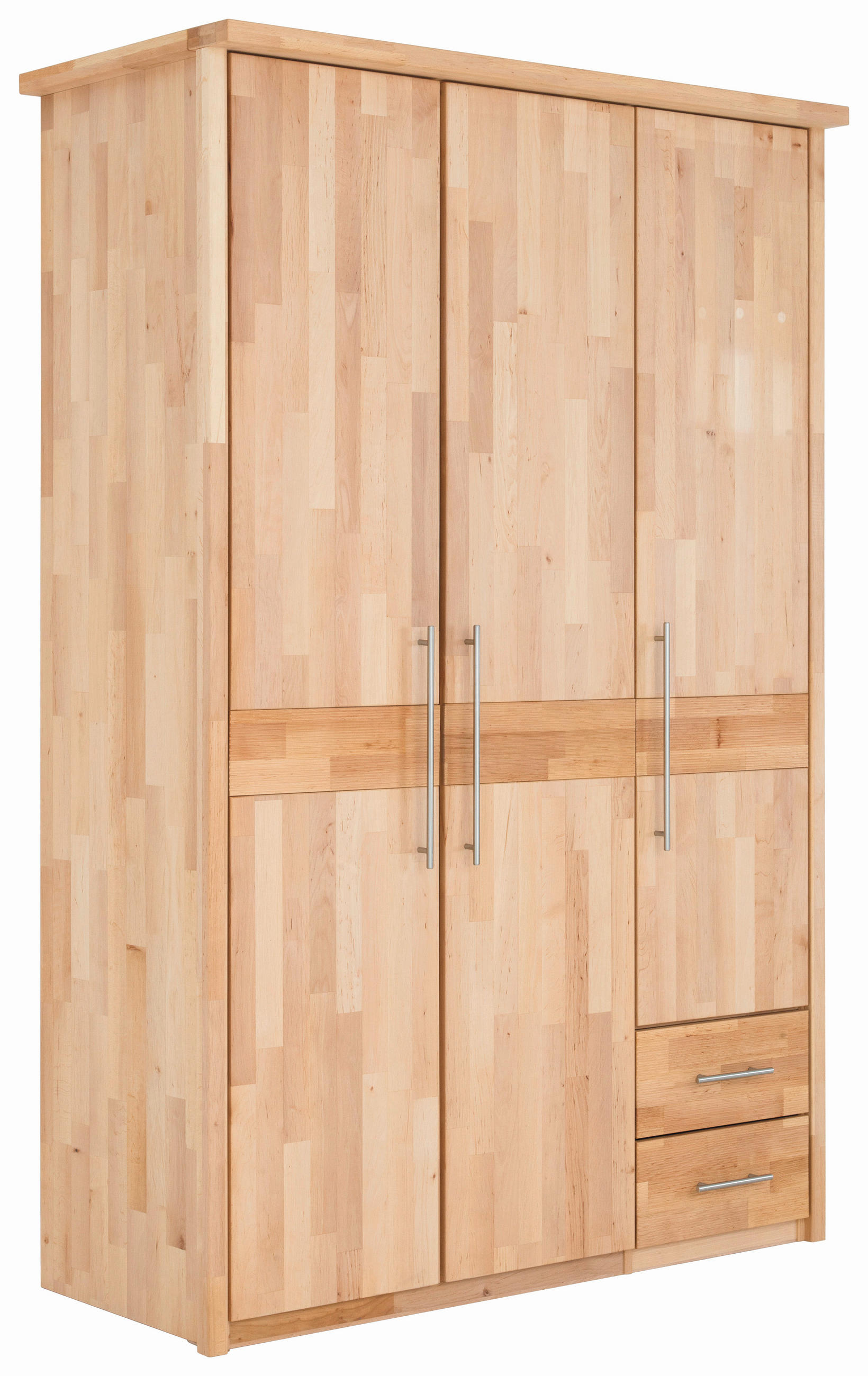 DREHTÜRENSCHRANK 141/215/65 cm 3-türig  - Chromfarben/Erlefarben, Natur, Holz/Metall (141/215/65cm) - Linea Natura