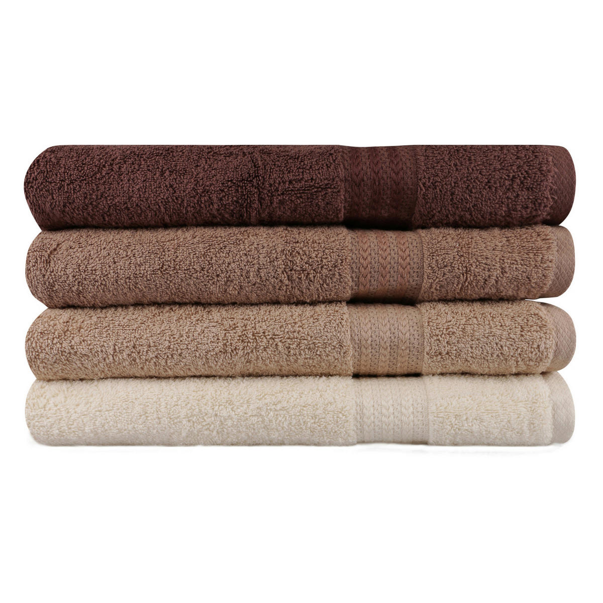 DUSCHTUCHSET Braun, Creme, Beige 4-teilig  - Beige/Creme, Basics, Textil (70/140cm)