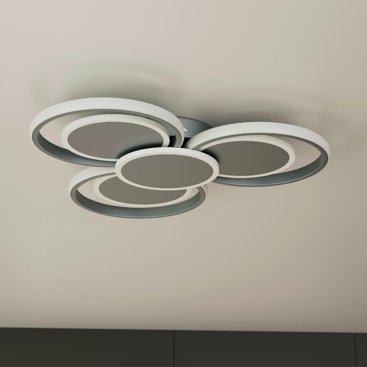 STROPNÉ LED SVIETIDLO, 57/7 cm  - sivá, Design, kov/plast (57/7cm) - Novel