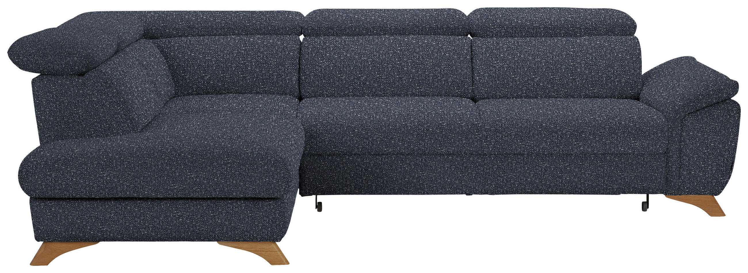 ECKSOFA in Bouclé Dunkelblau  - Eichefarben/Dunkelblau, Modern, Holz/Textil (212/287cm) - Valnatura