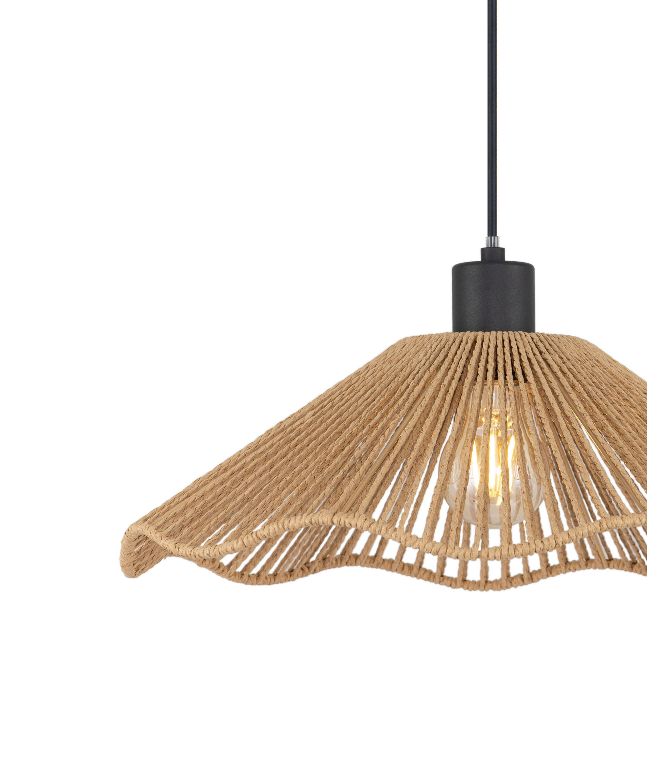 HÄNGELEUCHTE 40/120 cm   - Schwarz/Naturfarben, Design, Papier/Metall (40/120cm) - Collet's Monde