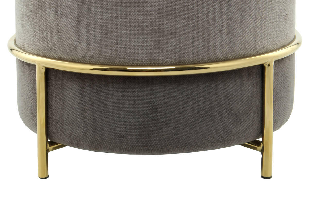 HOCKER in Metall, Textil, Holzwerkstoff Grau, Goldfarben  - Goldfarben/Grau, Basics, Holzwerkstoff/Textil (48,5/46/48,5cm) - Kayoom