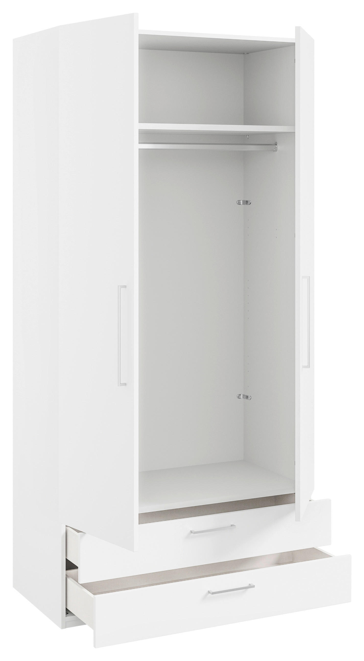 KLEIDERSCHRANK in Weiss  - Weiss/Edelstahlfarben, Design, Holzwerkstoff/Metall (101,3/213,6/59,3cm) - Cantus
