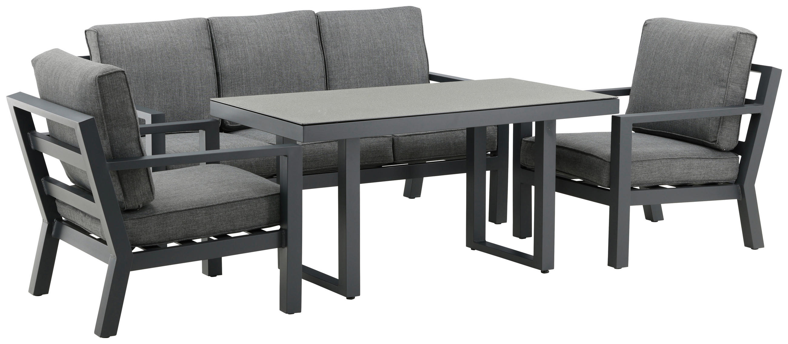 LOUNGEGRUPP 4 delar  - grå/svart, Basics, metall/textil