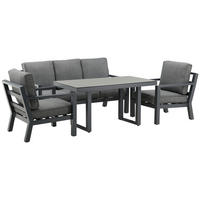LOUNGEGRUPP 4 delar  - grå/svart, Basics, metall/textil