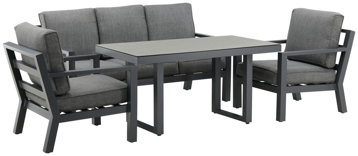 LOUNGEGRUPP 4 delar  - grå/svart, Basics, metall/textil