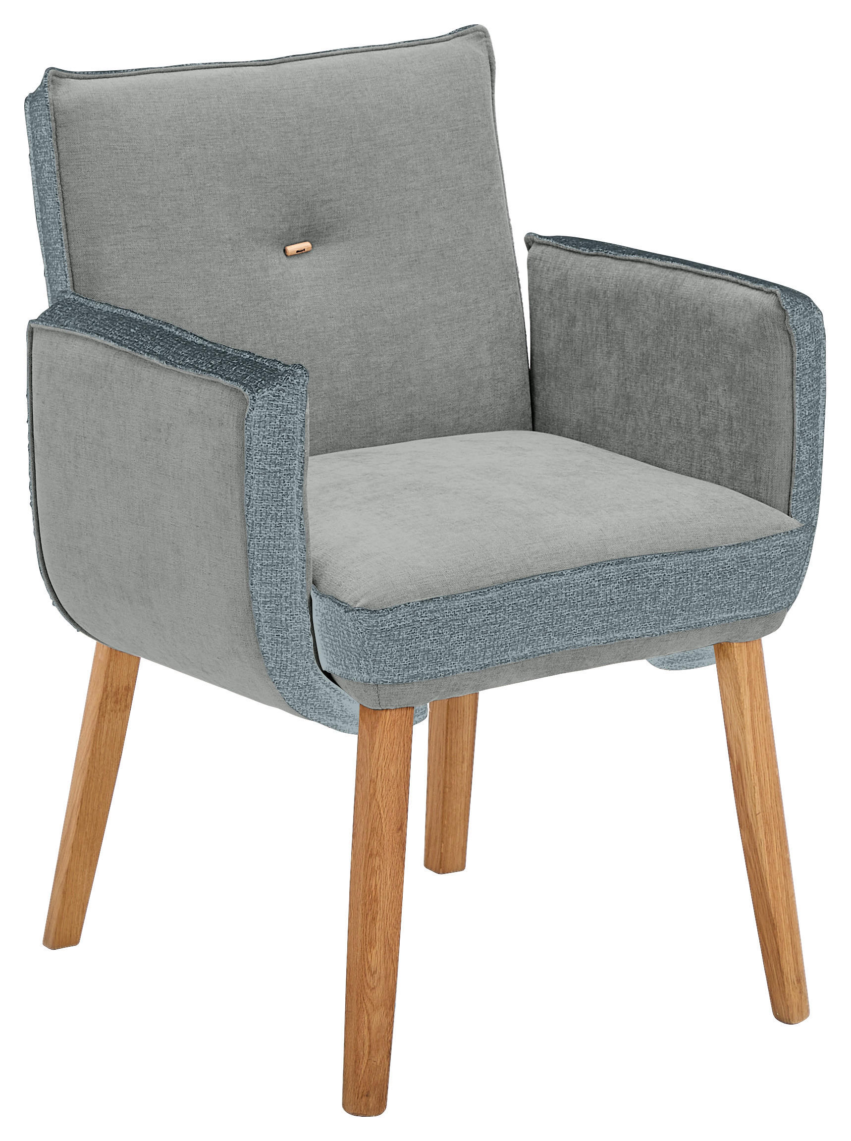ARMLEHNSTUHL in Webstoff, Mikrofaser - Dunkelgrau/Eichefarben, Design, Holz/Textil (67/86/67cm) - Linea Natura