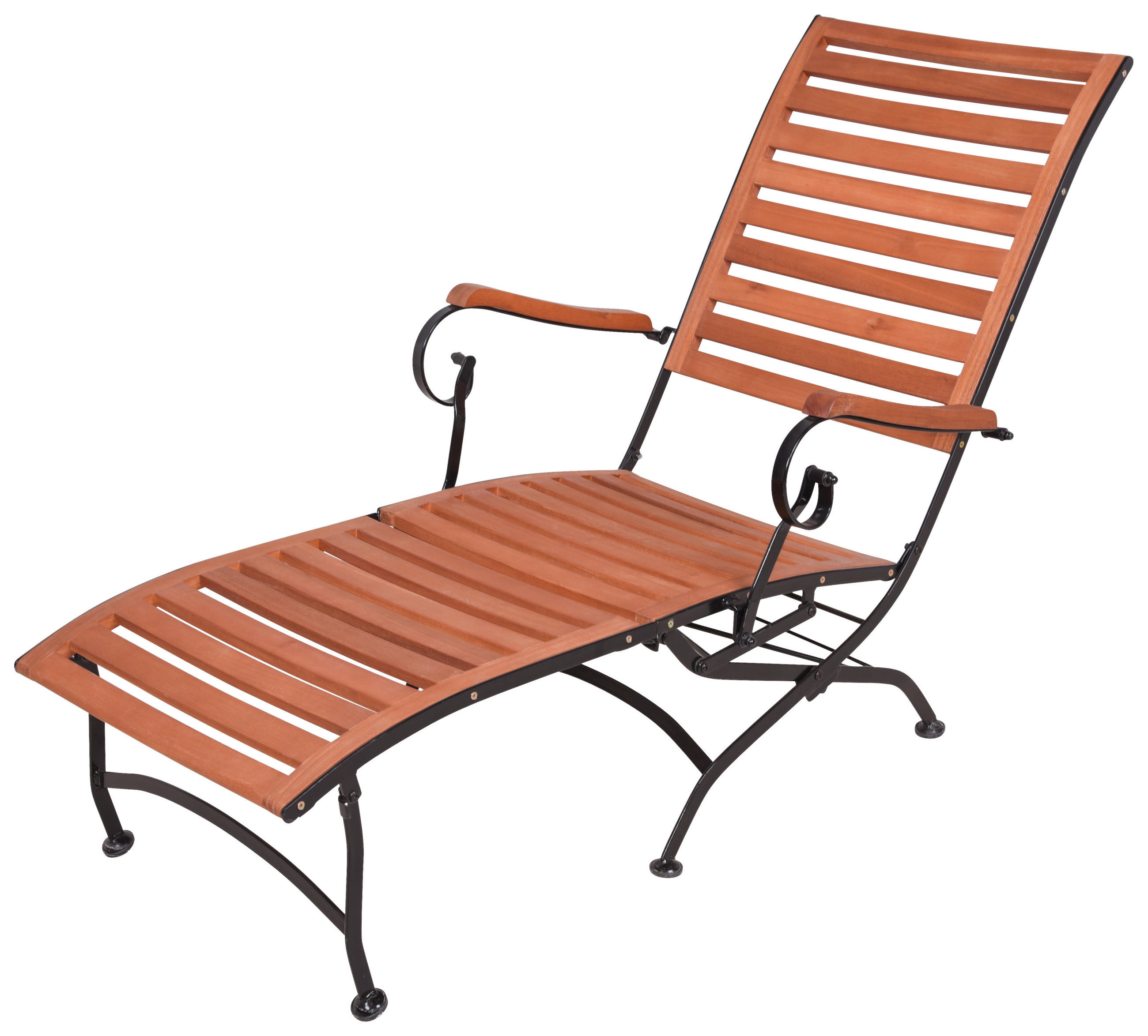 DECKCHAIR 62/89/136 cm  - Schwarz/Braun, MODERN, Holz/Metall (62/89/136cm) - Gardenson