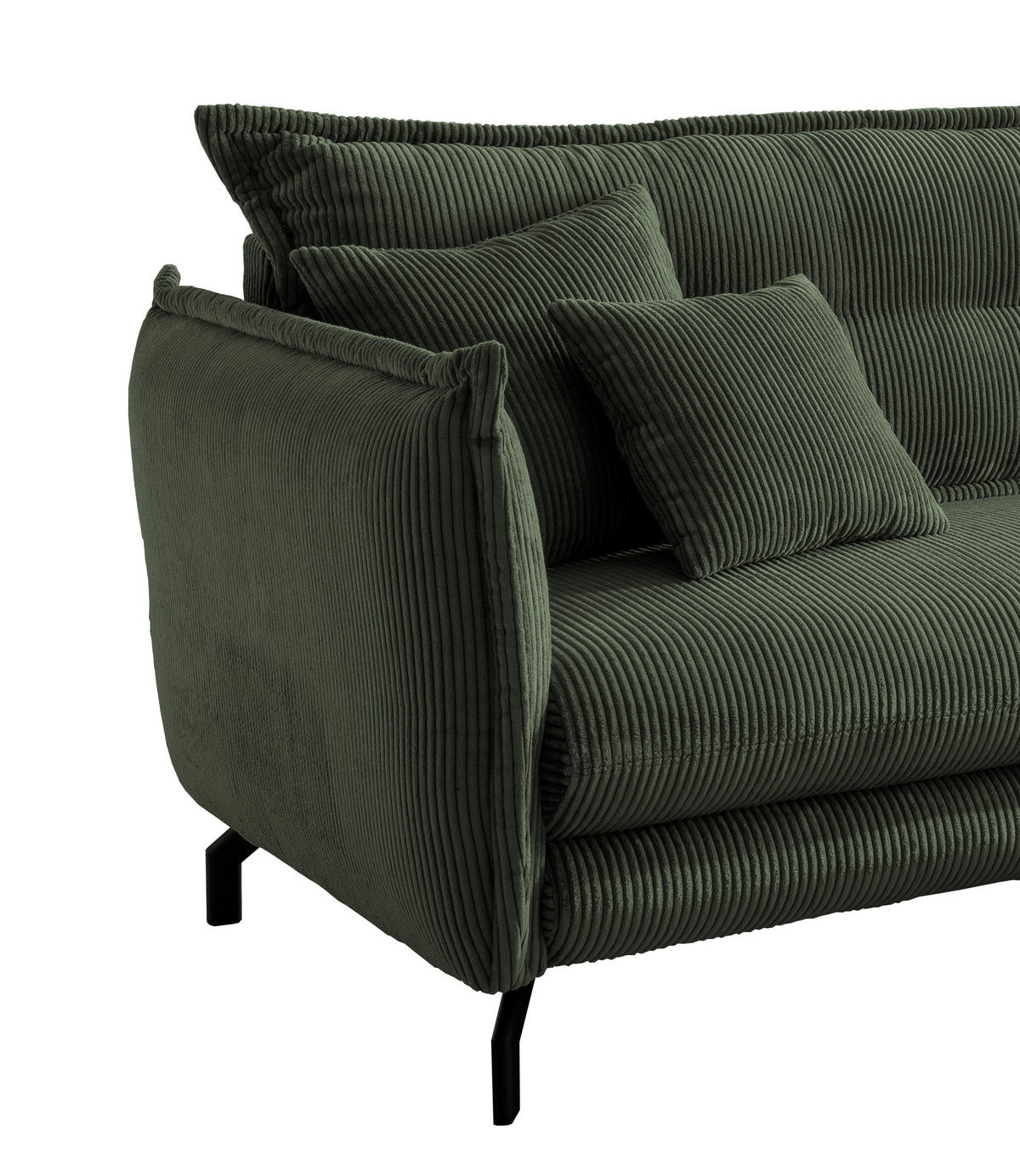 ECKSOFA in Cord Grün  - Schwarz/Grün, Modern, Textil/Metall (255/180cm) - Livetastic