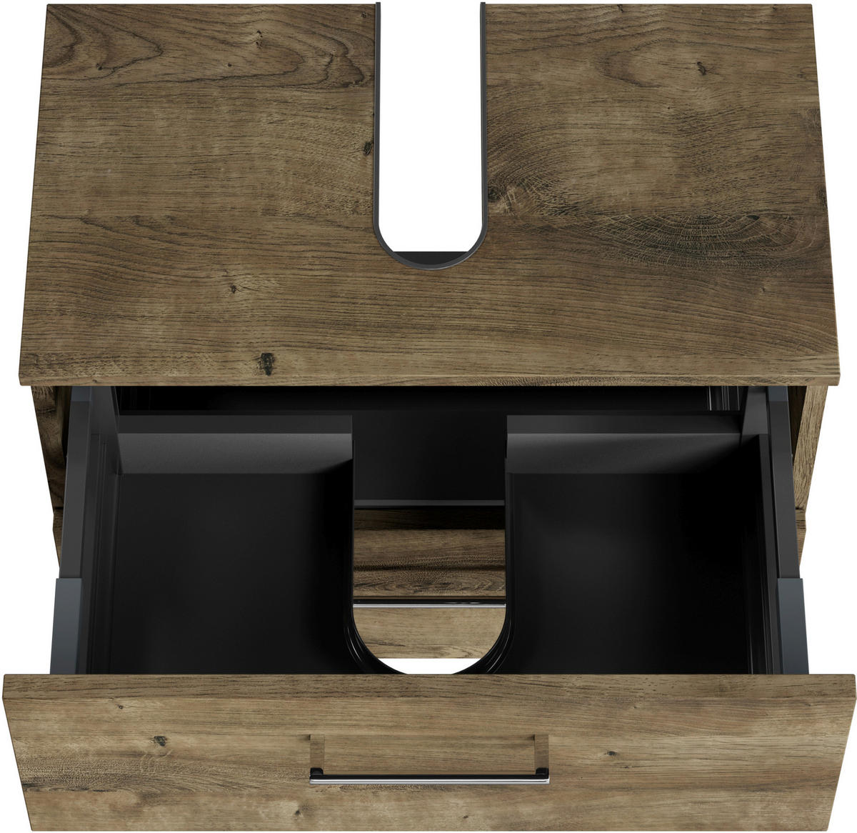 WASCHBECKENUNTERSCHRANK 60/49,8/33,3 cm  - Eiche dunkel/Chromfarben, KONVENTIONELL, Holzwerkstoff/Metall (60/49,8/33,3cm) - Sadena