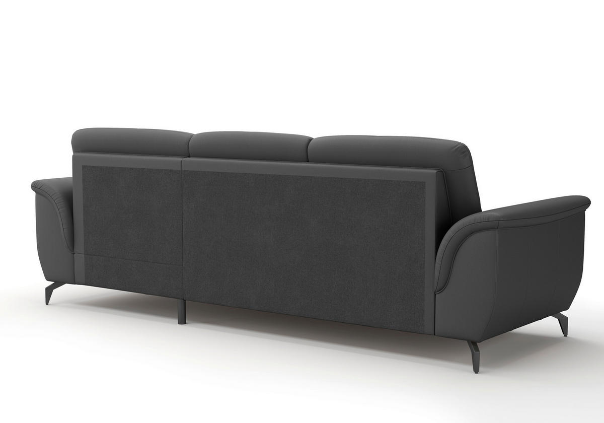 ECKSOFA in Vliesstoff Kombination Echtleder/Stoff Schwarz  - Schwarz, Modern, Leder/Textil (262/164cm) - Sit & More