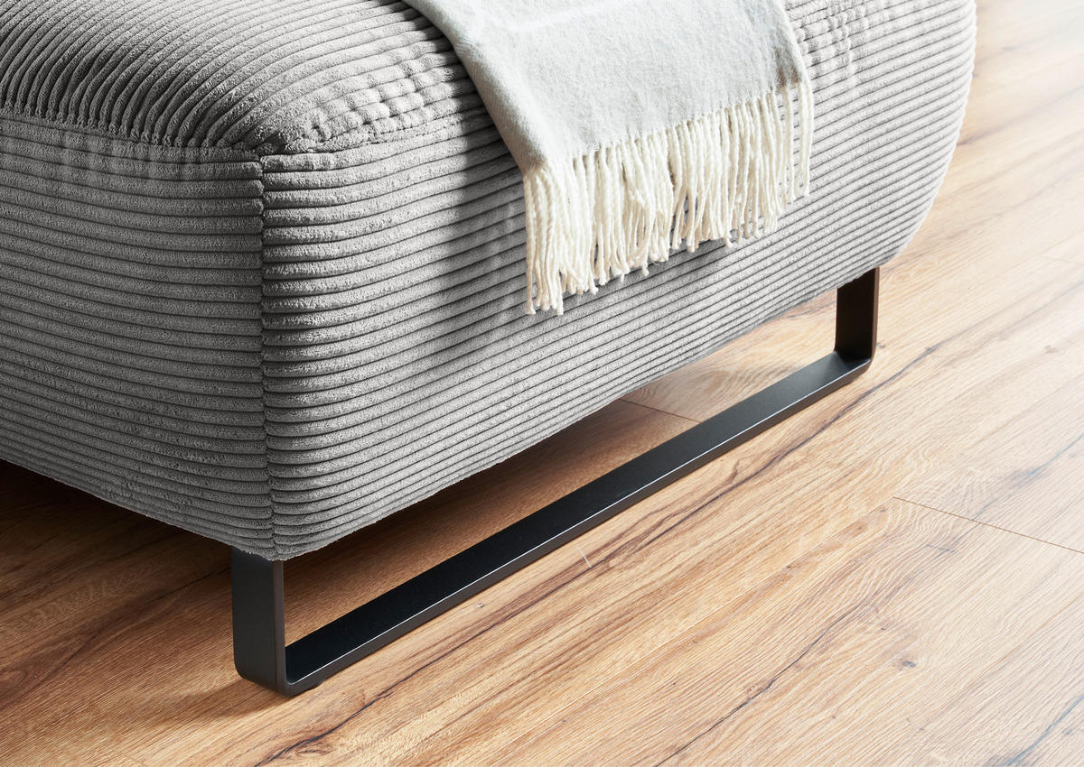 ECKSOFA Dunkelgrau Cord  - Dunkelgrau/Schwarz, KONVENTIONELL, Textil/Metall (266/180cm) - Hom`in