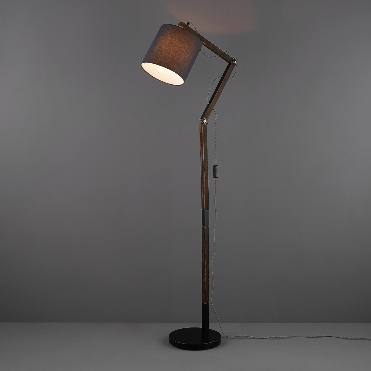 STEHLEUCHTE  49,5/157 cm   - Schwarz/Braun, Design, Holz/Textil (49,5/157cm) - Globo