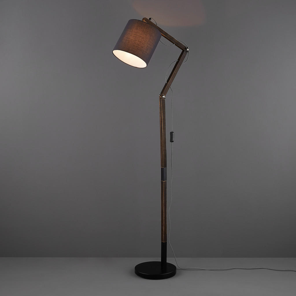 Thumbnail - Globo Stehleuchte, Braun, Schwarz, Textil, 49.5x157 cm, Kippschalter, verstellbare Arme, Lampen & Leuchten, Innenbeleuch...