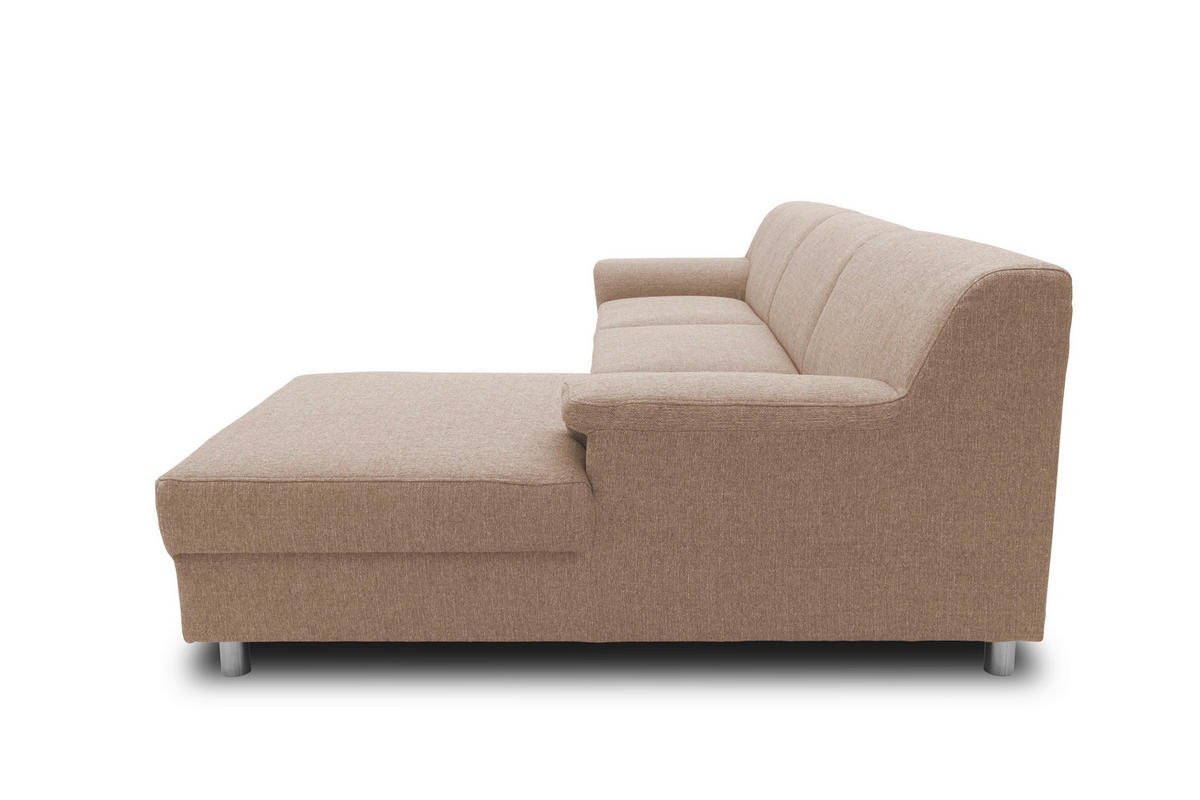 ECKSOFA Beige Webstoff  - Chromfarben/Beige, KONVENTIONELL, Textil/Metall (251/150cm) - MID.YOU