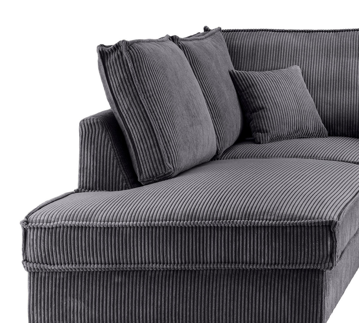 SJEDEĆA GARNITURA tekstil  siva   - siva/crna, Moderno, tekstil/metal (198/309/150cm) - MID.YOU