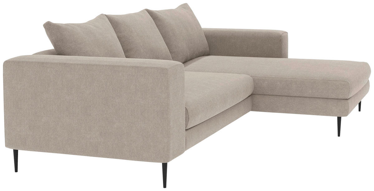 ECKSCHLAFSOFA in Struktur Taupe  - Taupe/Schwarz, Modern, Textil/Metall (315/170cm) - Trendmanufaktur