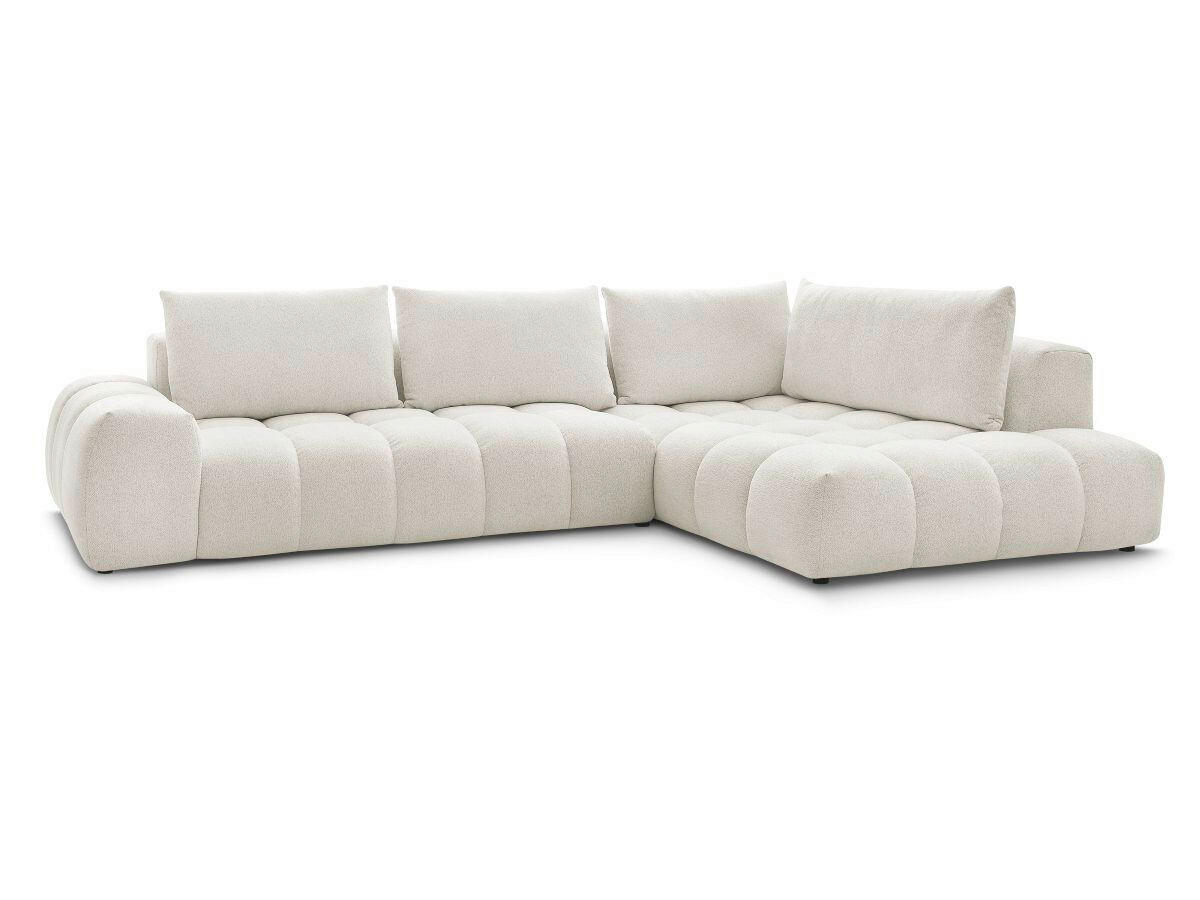 ECKSOFA Ottomane rechts  EVEREST Weiß Flachgewebe  - Schwarz/Weiß, MODERN, Kunststoff/Textil (352/210cm) - Livetastic