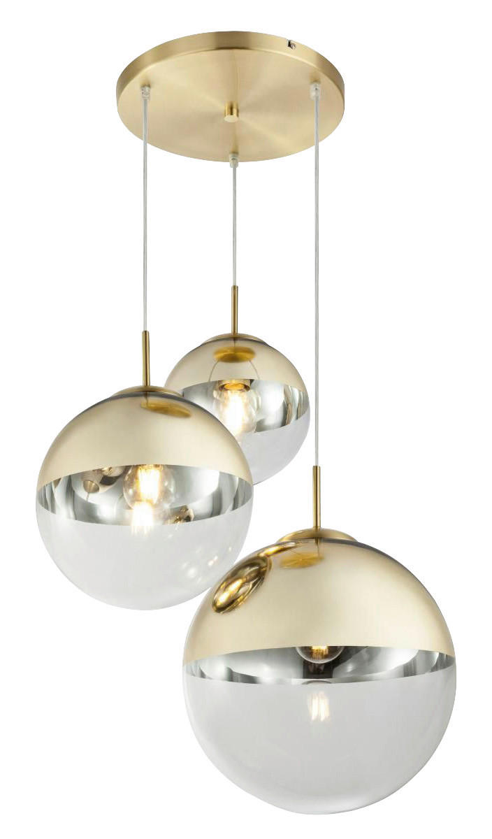 HÄNGELEUCHTE VARUS 51/120 cm   - Transparent/Goldfarben, Design, Glas/Metall (51/120cm)