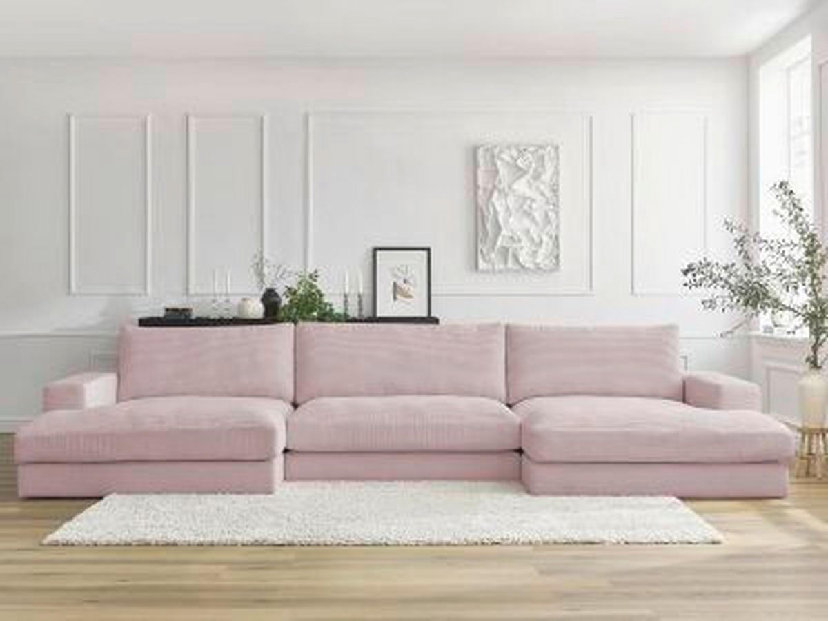 WOHNLANDSCHAFT LEONARD Lila Cord  - Lila/Schwarz, MODERN, Kunststoff/Textil (159/349/159cm)
