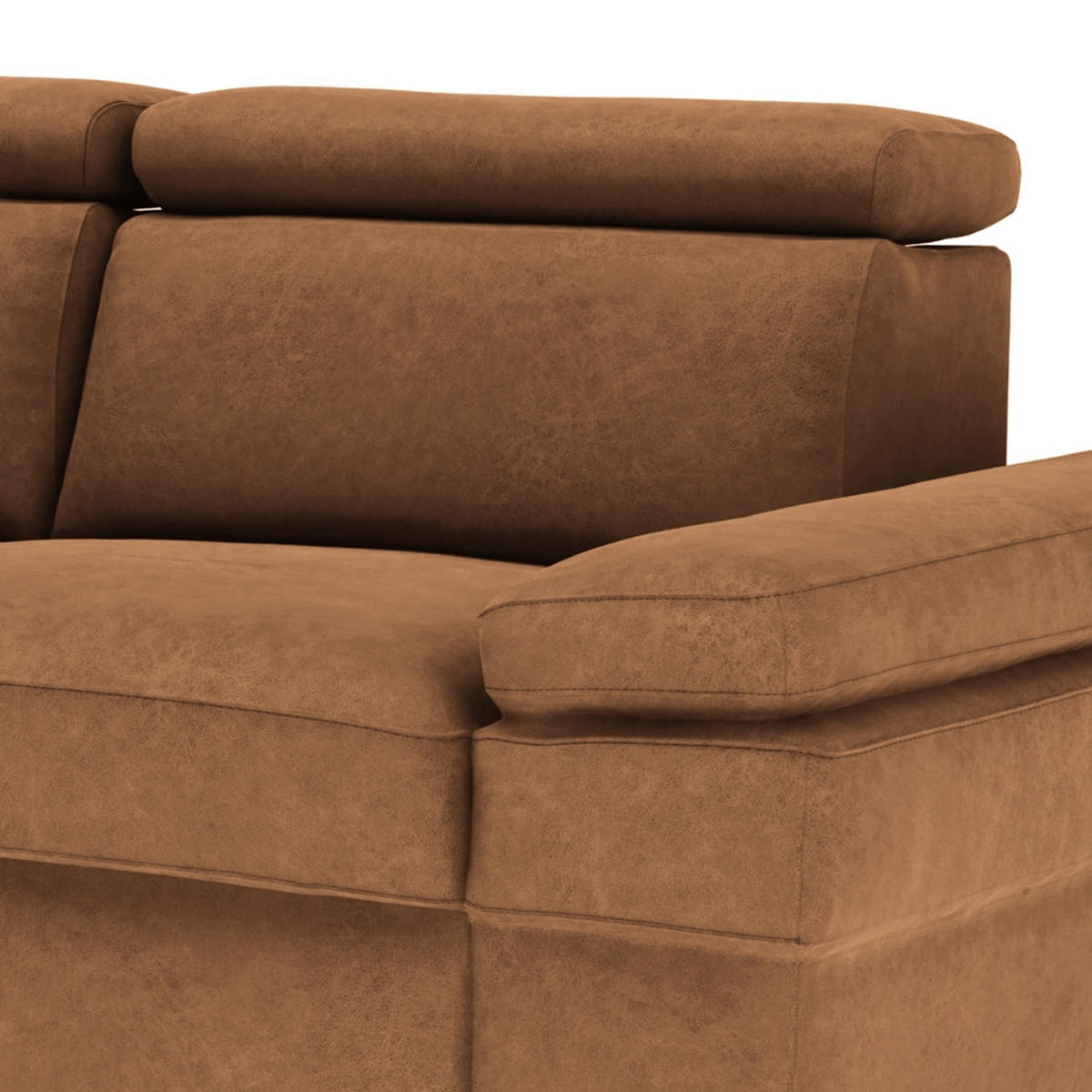 ECKSOFA in Mikrofaser Braun  - Silberfarben/Braun, Konventionell, Textil/Metall (259/82/182cm) - Trendmanufaktur