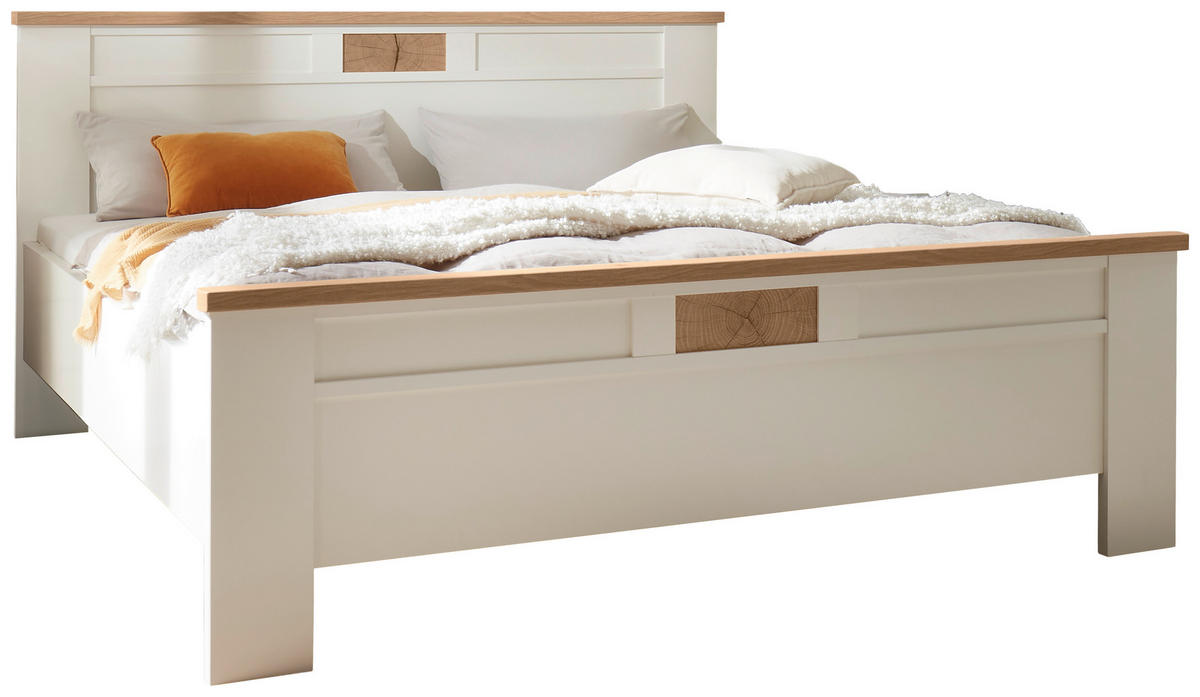 BETT 180/200 cm,  in Weiß, Eiche Bianco,  - Eiche Bianco/Weiß, LIFESTYLE (180/200cm) - Landscape