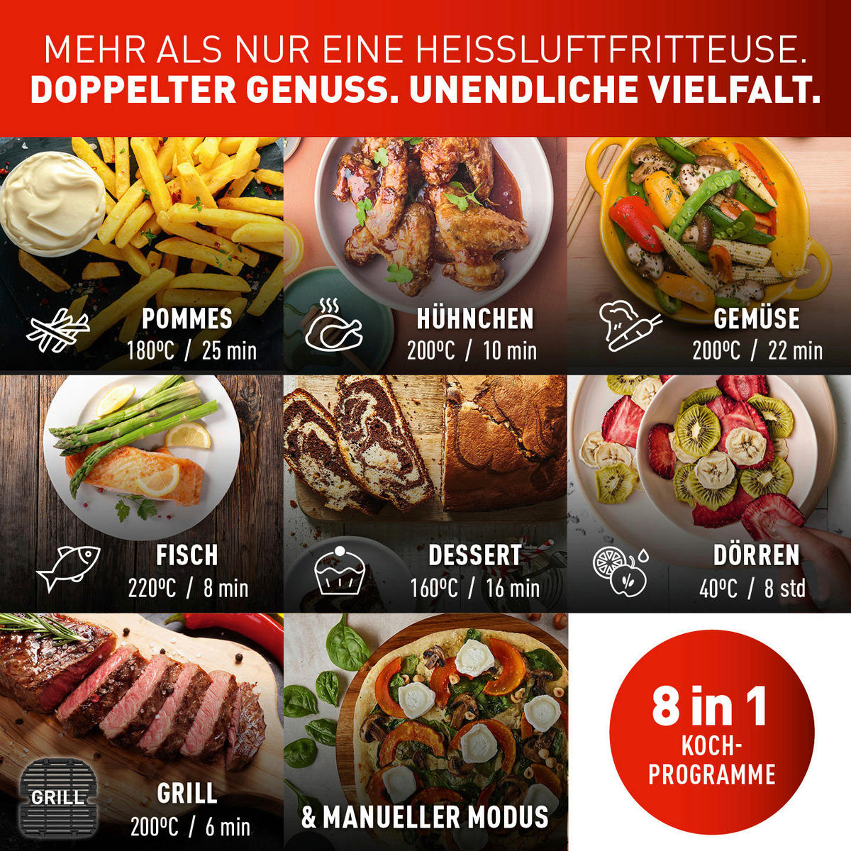 HEIßLUFTFRITTEUSE 8,3 l  - Edelstahlfarben, LIFESTYLE, Metall (41,8/40,2/30,5cm) - Tefal