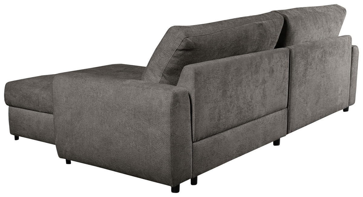 ECKSOFA in Struktur Graubraun  - Graubraun/Schwarz, Design, Textil/Metall (265/162cm) - MID.YOU