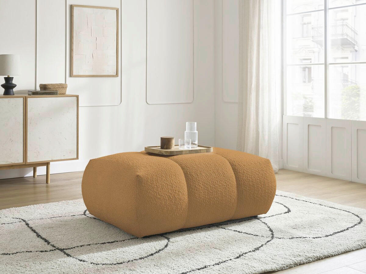 HOCKER FUJI  Bouclé Gelb  - Gelb/Schwarz, MODERN, Kunststoff/Textil (112/44/80cm)