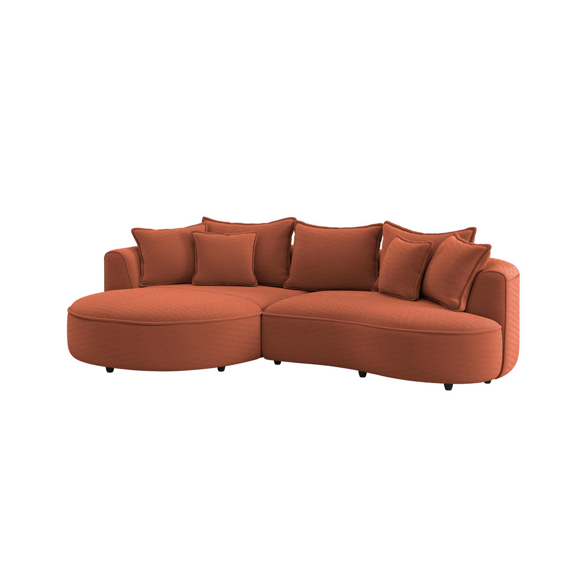 ECKSOFA in Velours, Struktur Terracotta  - Terracotta/Schwarz, Modern, Kunststoff/Textil (168/287cm) - Livetastic