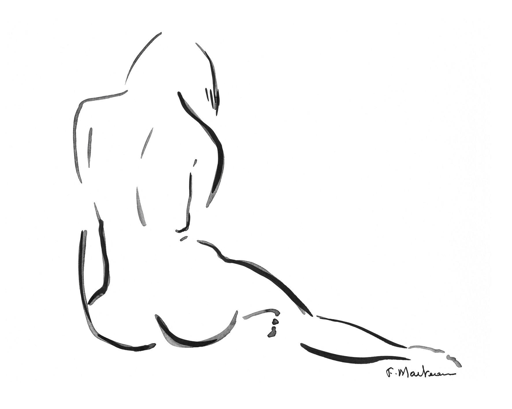KUNSTDRUCK Frauen, Zeichnung Schwarz, Weiß 50/40 cm  - Schwarz/Weiß, Basics, Papier (50/40cm) - Monee