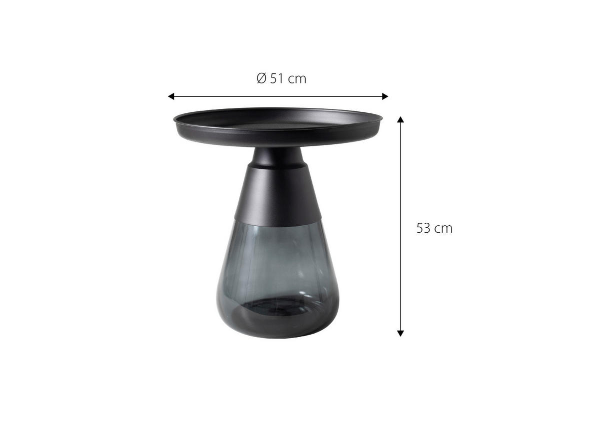 POMOĆNI STOLIĆ višebojno, crna, prozirno  metal, staklo   - višebojno/prozirno, Design, staklo/metal (51/51/53cm) - MID.YOU