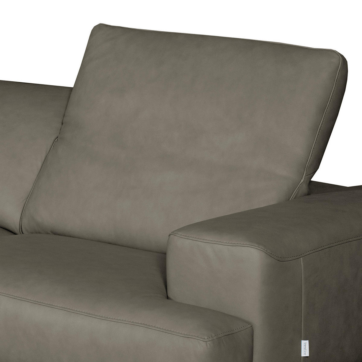 ECKSOFA Grau Echtleder Rücken echt, Kopfteilverstellung  - Chromfarben/Grau, Design, Leder/Metall (187/295cm) - Livetastic