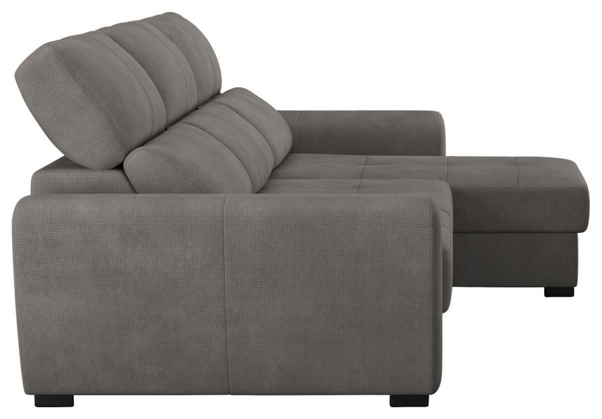 ECKSOFA in Mikrofaser Graubraun  - Graubraun/Schwarz, Konventionell, Kunststoff/Textil (285/177cm) - MID.YOU