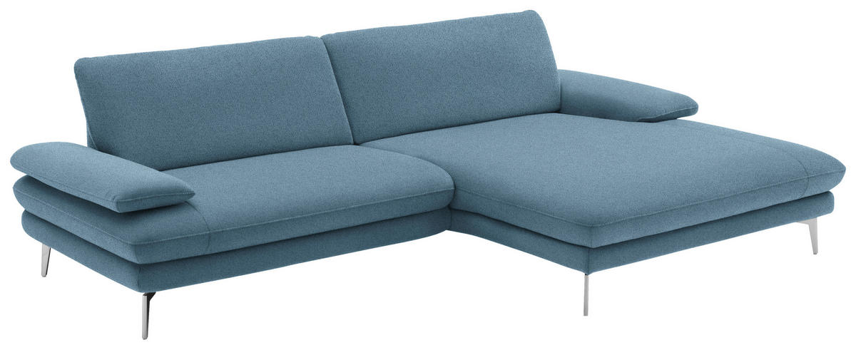 ECKSOFA in Webstoff Blau  - Blau/Schwarz, Design, Textil/Metall (284/184cm) - Dieter Knoll