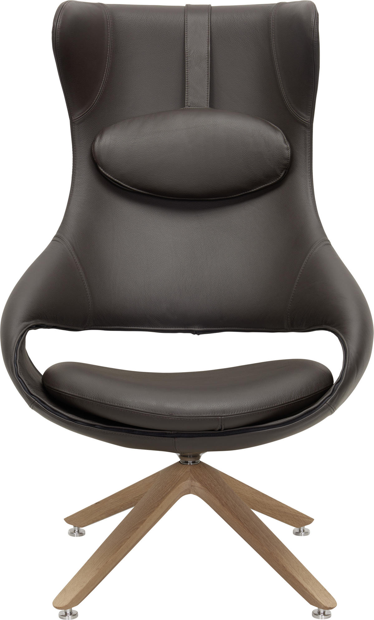 OHRENSESSEL Echtleder Braun, Eichefarben  - Eichefarben/Braun, KONVENTIONELL, Leder/Holz (78/123/83cm) - Voglauer