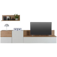 WOHNWAND 4-teilig  in Weiss, Eiche Artisan 295/65/42 cm  - Weiss/Schwarz, Modern, Holzwerkstoff/Kunststoff (295/65/42cm) - Carryhome