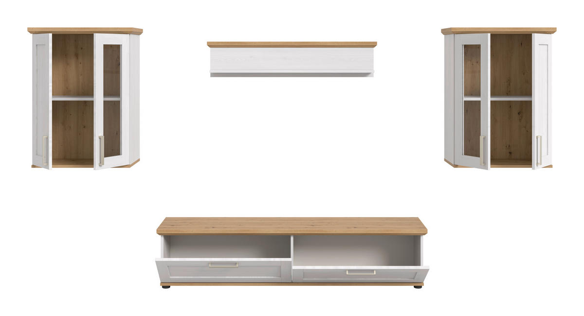 WOHNWAND 4-teilig  in Lärchefarben, Eiche Artisan  316/161/40 cm  - Silberfarben/Lärchefarben, Design, Holzwerkstoff/Kunststoff (316/161/40cm) - Livetastic