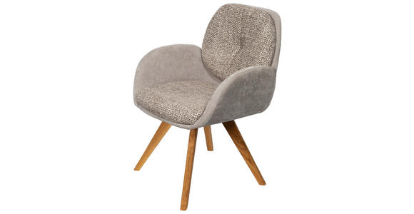 ARMLEHNSTUHL  in Webstoff  - Greige/Eichefarben, Design, Holz/Textil (59/90/64cm) - Linea Natura