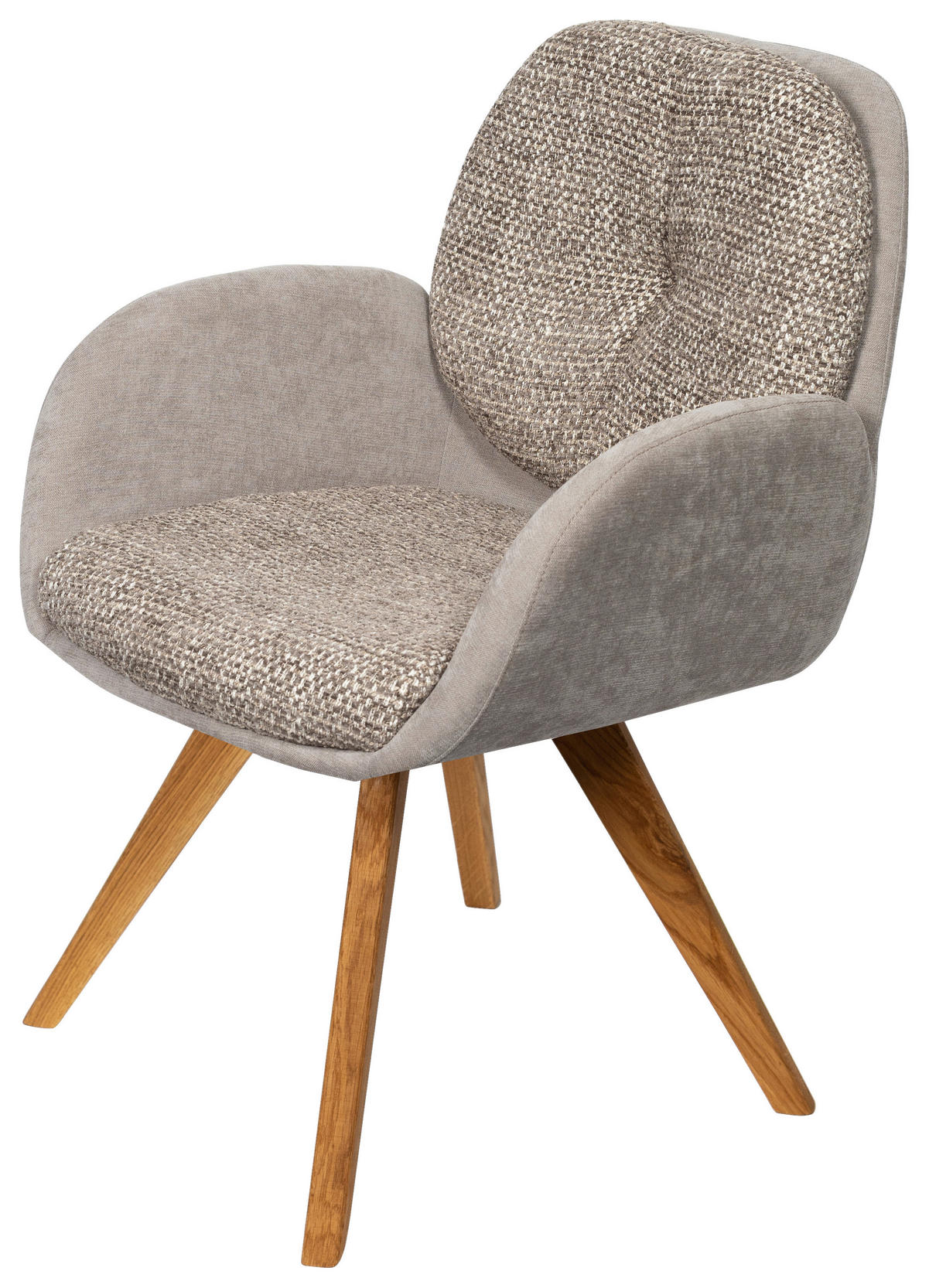 ARMLEHNSTUHL  in Webstoff  - Greige/Eichefarben, Design, Holz/Textil (59/90/64cm) - Linea Natura