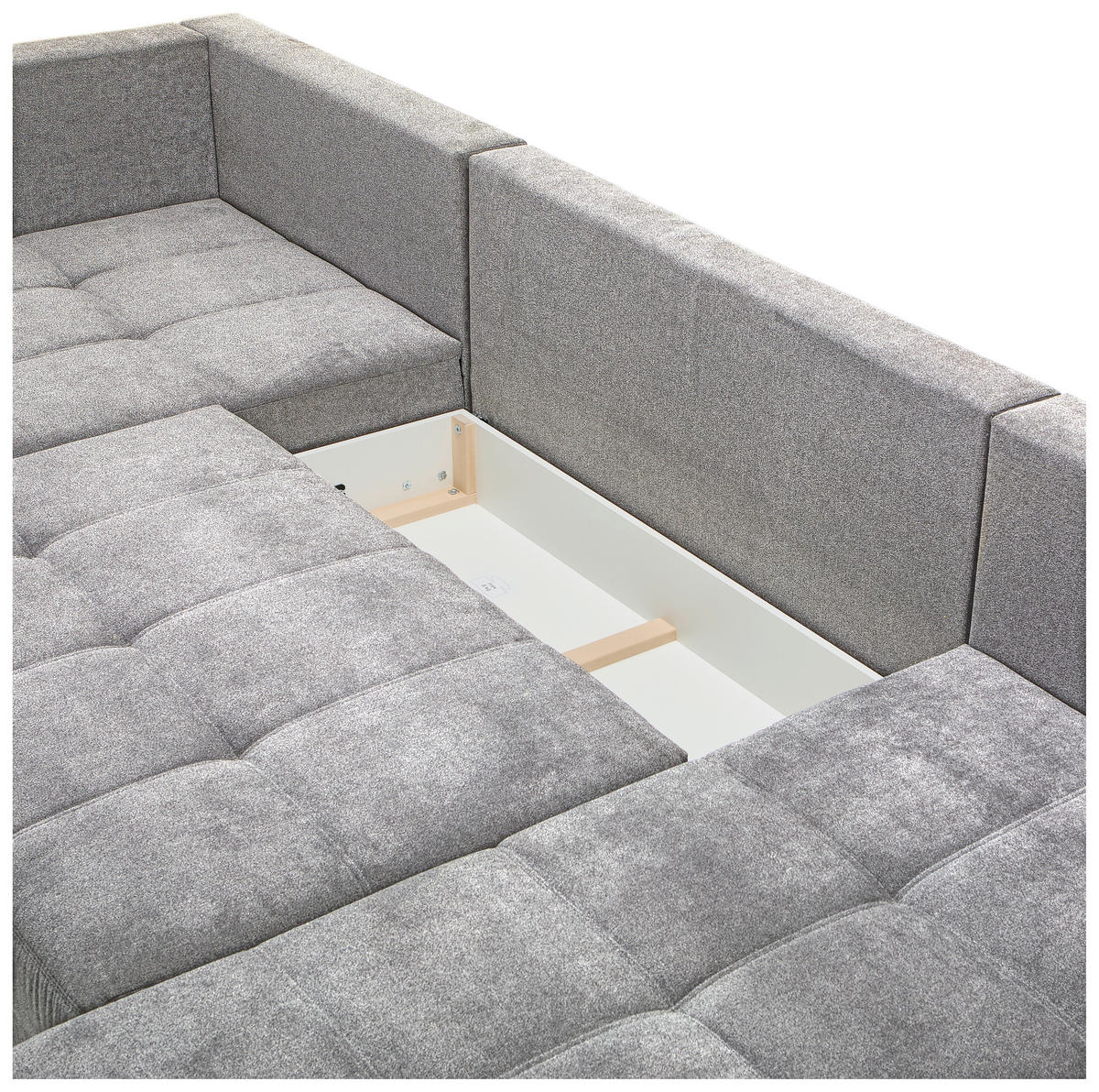 WOHNLANDSCHAFT Silberfarben Velours  - Chromfarben/Silberfarben, KONVENTIONELL, Kunststoff/Textil (198/363/170cm) - Hom`in