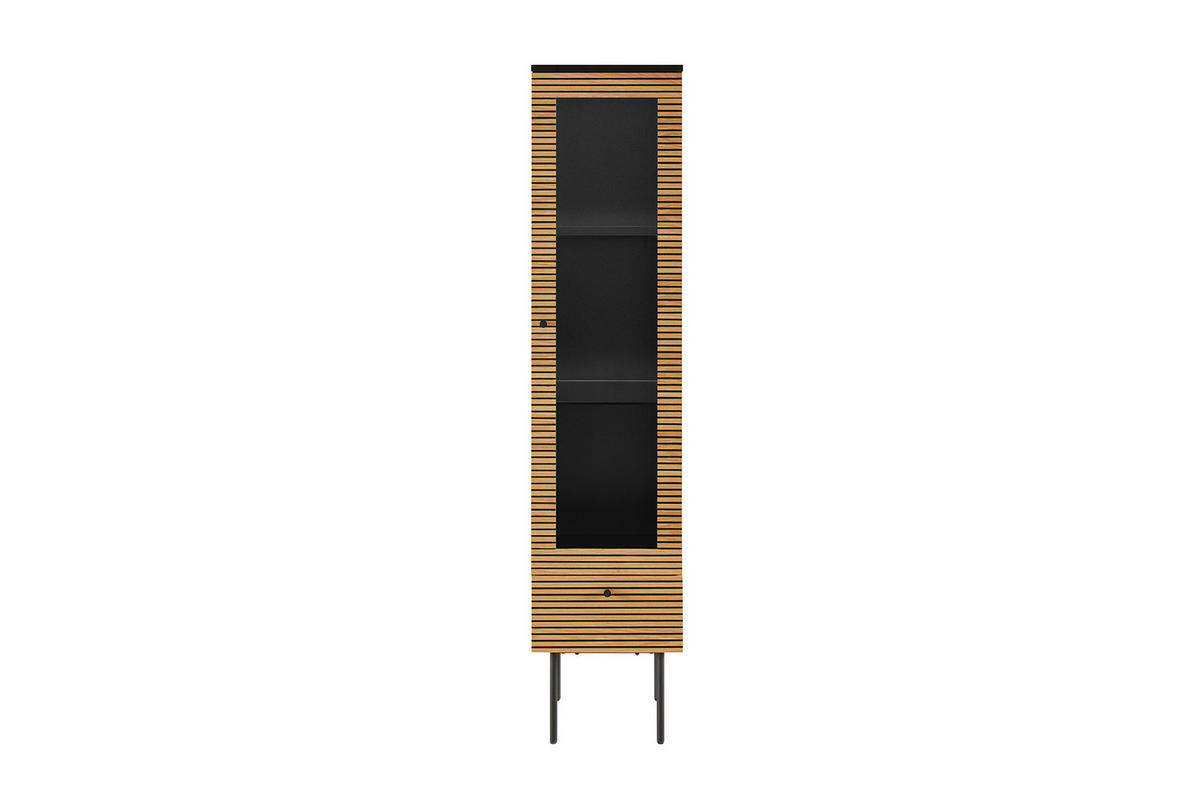 VITRINE  in furniert Eiche Schwarz, Eichefarben - Klar/Eichefarben, Design, Glas/Holz (40/179/43cm) - Livetastic