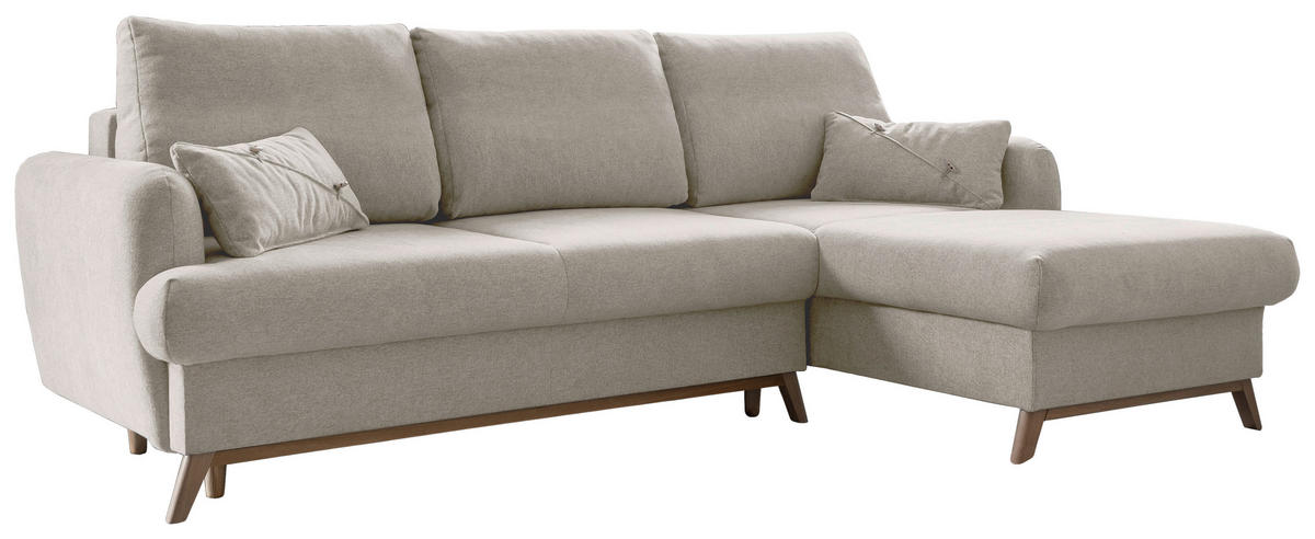 ECKSOFA Chenille Beige  - Beige/Naturfarben, Holz/Textil (235/157cm) - MID.YOU