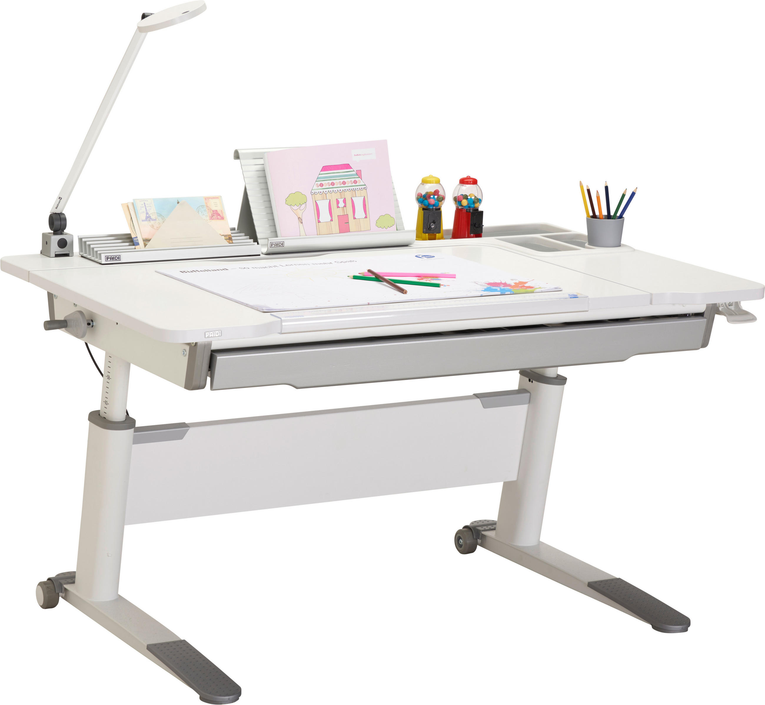 JUGENDSCHREIBTISCH Jaro 120/75,3/76 cm  - Silberfarben/Weiß, Trend, Holzwerkstoff/Kunststoff (120/75,3/76cm) - Paidi