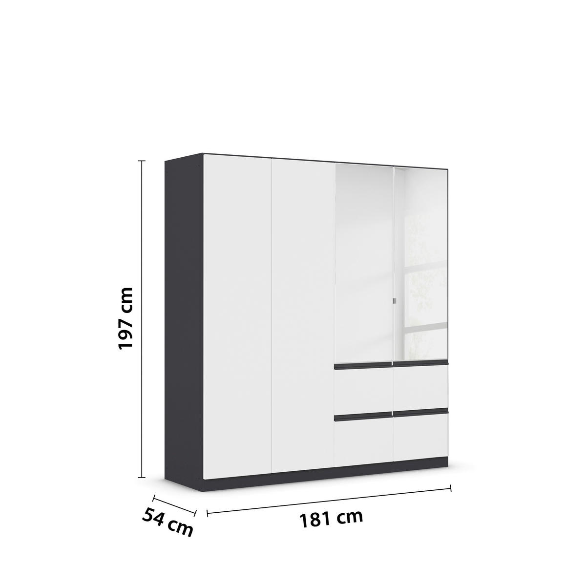 KLEIDERSCHRANK in Grau, Weiss  - Weiss/Silberfarben, Trend, Holzwerkstoff/Kunststoff (181/197/54cm) - Xora