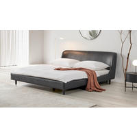 KÁRPITOZOTT ÁGY 180/200 cm  fekete  - fekete, Modern, bőr/fa (180/200cm) - Livetastic