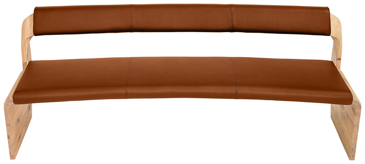 SITZBANK 227/84/70 cm  in Eichefarben, Cognac  - Eichefarben/Cognac, Natur, Leder/Holz (227/84/70cm) - Voglauer