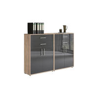 AKTENSCHRANK Sonoma Eiche, Anthrazit Hochglanz  - Anthrazit Hochglanz/Sonoma Eiche, MODERN, Holzwerkstoff (168,8/113,6/33cm) - MID.YOU